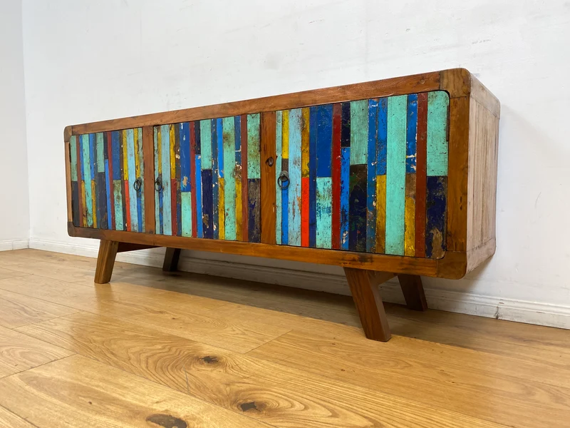 Boatwood by WMK I Detailreiches Sideboard handgefertigt aus altem Bootsholz