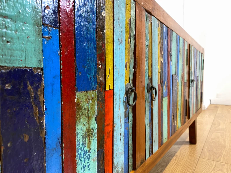 Boatwood by WMK I Detailreiches Sideboard handgefertigt aus altem Bootsholz