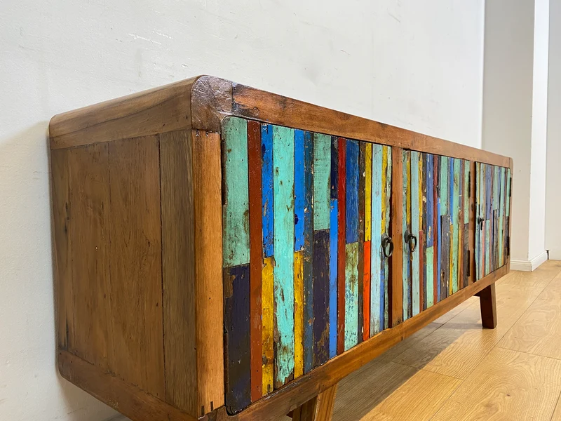 Boatwood by WMK I Detailreiches Sideboard handgefertigt aus altem Bootsholz