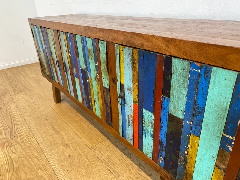 Boatwood by WMK I Detailreiches Sideboard handgefertigt aus altem Bootsholz