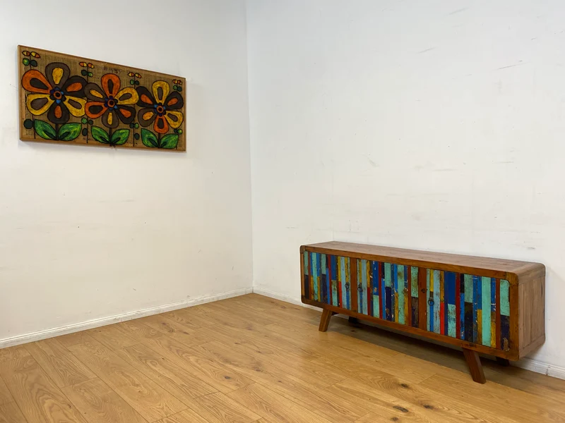 Boatwood by WMK I Detailreiches Sideboard handgefertigt aus altem Bootsholz