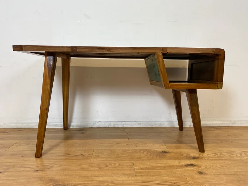 Boatwood by WMK I Einzigartiger freistehender Schreibtisch handgefertigt aus altem Bootsholz
