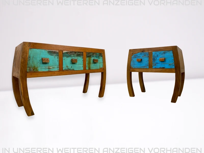 Boatwood by WMK I Hochwertige Kommode handgefertigt aus altem Bootsholz mit Schubladen I Teakholz massiv I