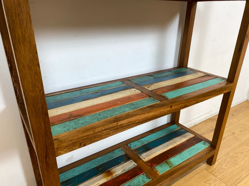 Boatwood by WMK I Einzigartiges großes und stabiles Regal handgefertigt aus altem Bootsholz I Teakholz massiv I