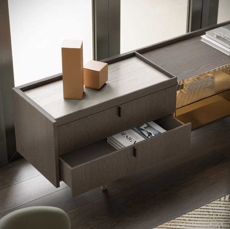 Evanyrouse Colline Glas TV-Möbel 240 cm mit Beleuchtung