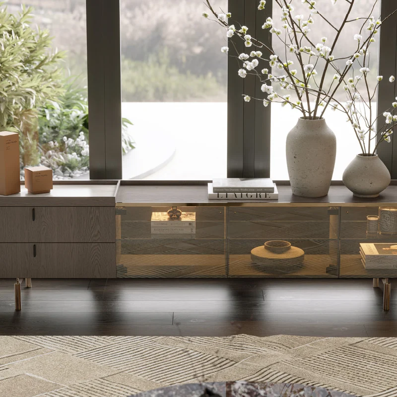 Evanyrouse Colline Glas 210 cm TV-Möbel mit Beleuchtung