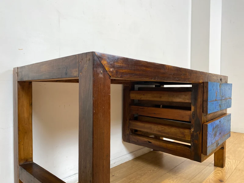 Boatwood by WMK I Besonderer Schreibtisch handgefertigt aus altem Bootsholz I Teakholz massiv in Originalfarbe I Arbeitstisch Bürotisch Arbeitsplatz Computertisch Desk Bootsmöbel I Berlin Bayern Köln