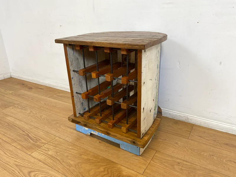 Boatwood by WMK I Besonderes Weinregal für 15 Flaschen handgefertigt aus echtem Fischerboot in Originalfarben I Flaschenregal Regal Beistelltisch Ablage Bootsmöbel Treibholz I Berlin München Hessen