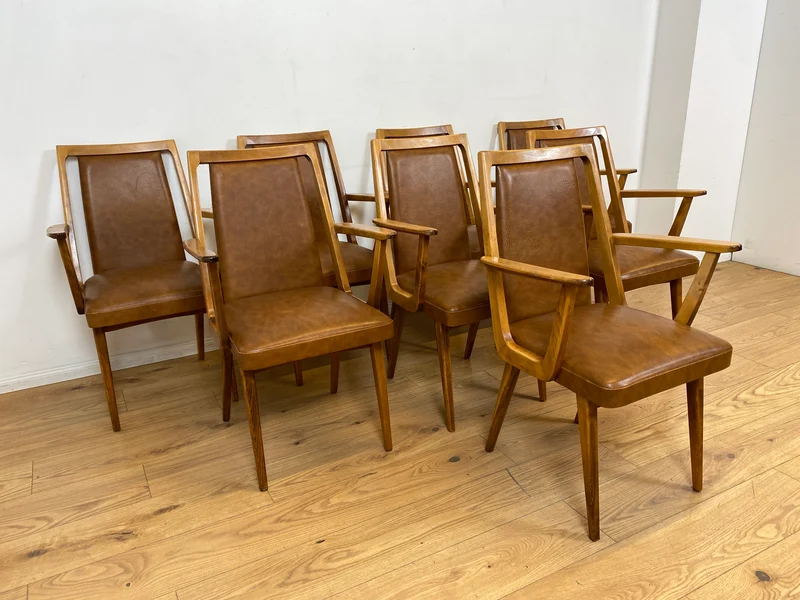 WMK I 1/10 Gemütliche Mid-Century Armlehnstühle mit pflegeleichtem Kunstlederbezug