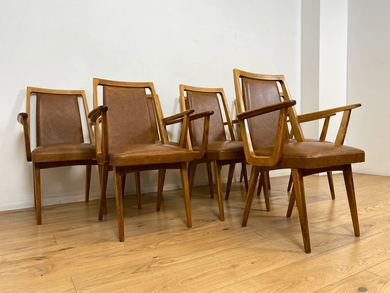 WMK I 1/10 Gemütliche Mid-Century Armlehnstühle mit pflegeleichtem Kunstlederbezug