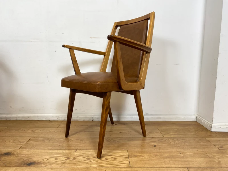 WMK I 1/10 Gemütliche Mid-Century Armlehnstühle mit pflegeleichtem Kunstlederbezug
