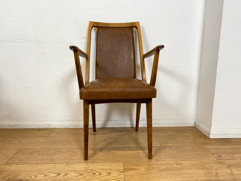 WMK I 1/10 Gemütliche Mid-Century Armlehnstühle mit pflegeleichtem Kunstlederbezug