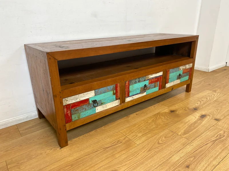 Boatwood by WMK I Handgefertigtes 150cm langes TV-Lowboard aus altem Bootsholz