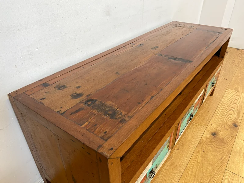 Boatwood by WMK I Handgefertigtes 150cm langes TV-Lowboard aus altem Bootsholz