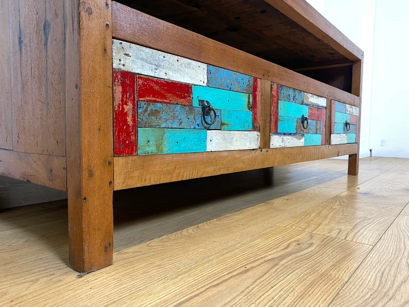 Boatwood by WMK I Handgefertigtes 150cm langes TV-Lowboard aus altem Bootsholz