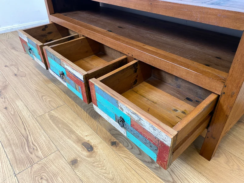 Boatwood by WMK I Handgefertigtes 150cm langes TV-Lowboard aus altem Bootsholz