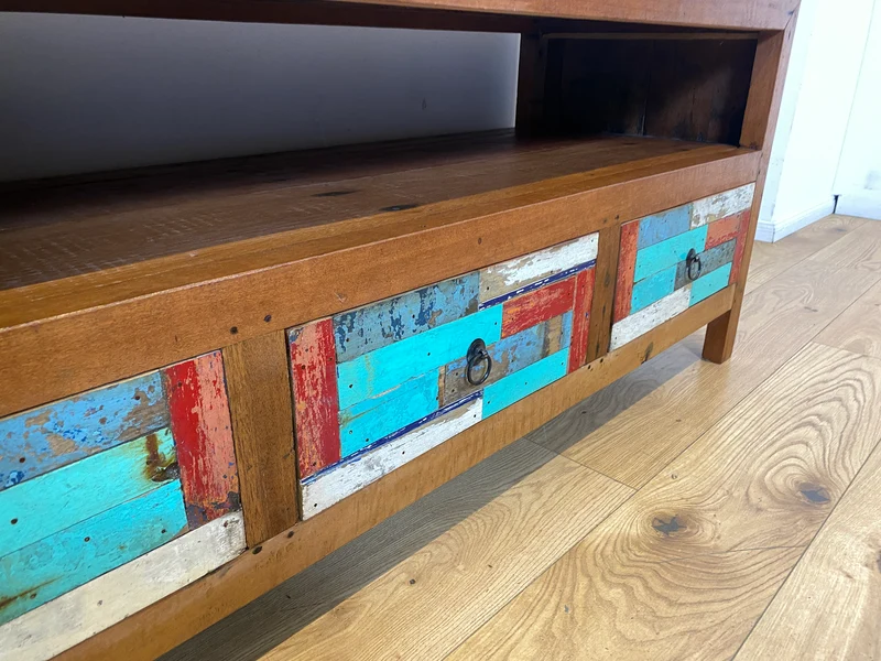 Boatwood by WMK I Handgefertigtes 150cm langes TV-Lowboard aus altem Bootsholz