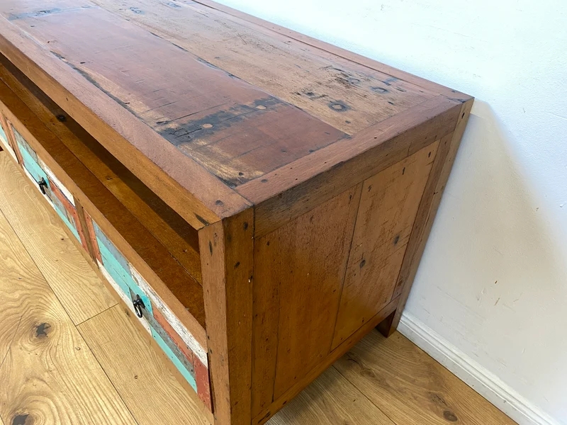 Boatwood by WMK I Handgefertigtes 150cm langes TV-Lowboard aus altem Bootsholz