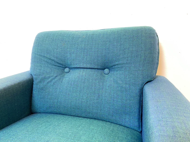 WMK I 1/2 Stilvoller & sehr gut erhaltener blauer 60er Jahre Sessel in tollem Originalbezug