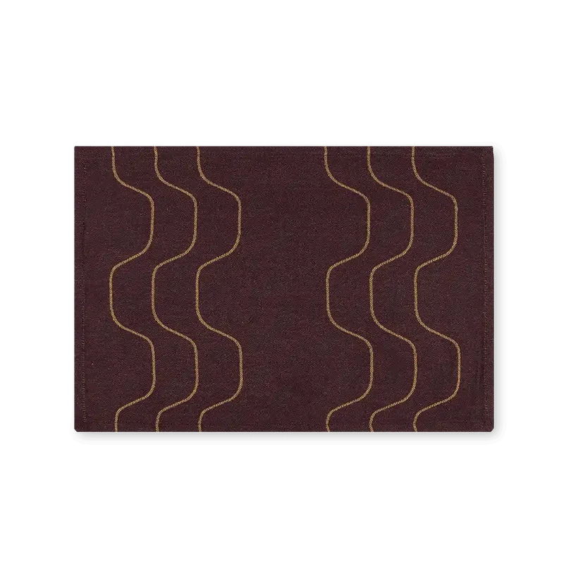 Golden Lurex Jacquard Woven with Burgundy Base Placemat 33x50 cm
