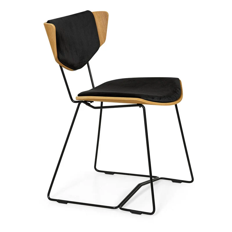 Designer-Stuhl RON - mit Stoffbezug (gebeizt)