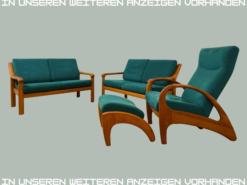 WMK I Hochwertiges skandinavisches Designersofa von Holstebro Møbelfabrik in Petrol Blau I Teakholz