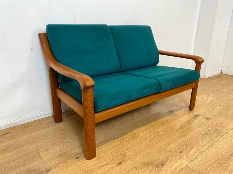 WMK I Hochwertiges skandinavisches Designersofa von Holstebro Møbelfabrik in Petrol Blau I Teakholz