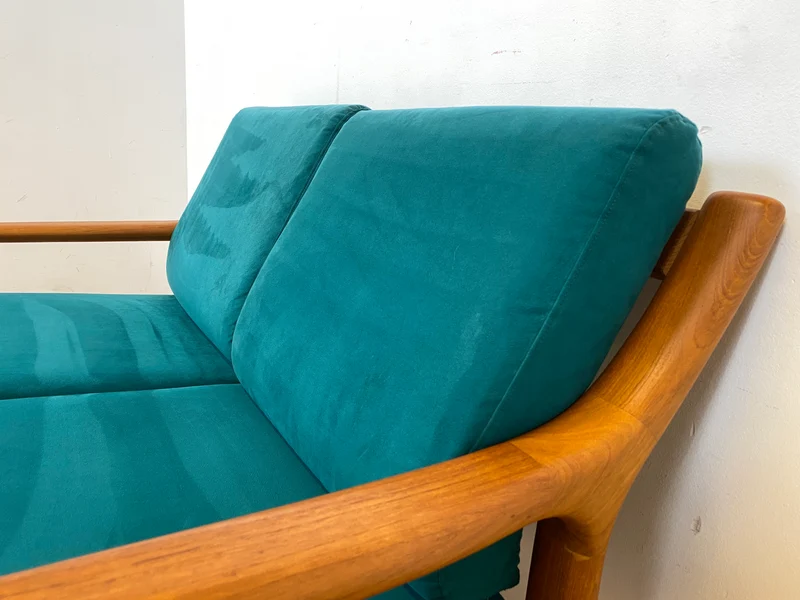 WMK I Hochwertiges skandinavisches Designersofa von Holstebro Møbelfabrik in Petrol Blau I Teakholz