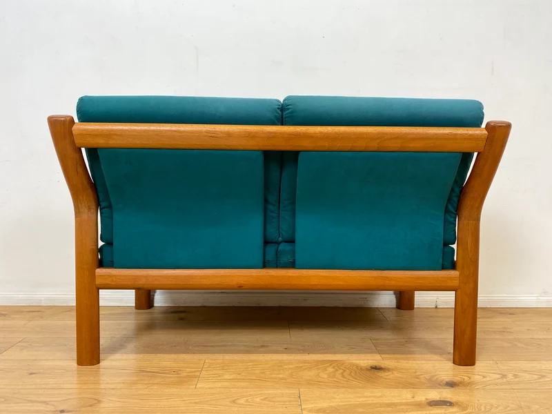 WMK I Hochwertiges skandinavisches Designersofa von Holstebro Møbelfabrik in Petrol Blau I Teakholz