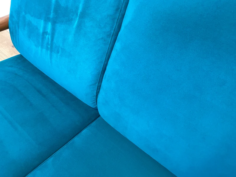 WMK I Hochwertiges skandinavisches Designersofa von Holstebro Møbelfabrik in Petrol Blau I Teakholz