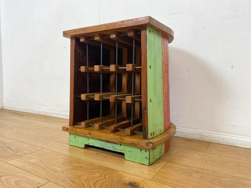 Boatwood by WMK I Einzigartiges Weinregal für 15 Flaschen handgefertigt aus echtem Fischerboot in Originalfarben