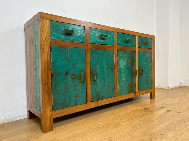 Boatwood by WMK I Nachhaltiges Sideboard handgefertigt aus altem Bootsholz mit Schubladen