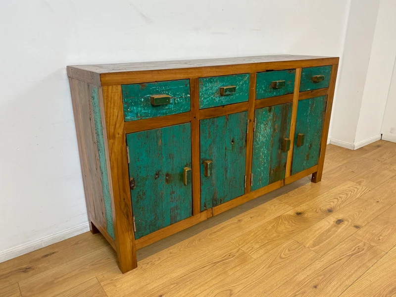 Boatwood by WMK I Nachhaltiges Sideboard handgefertigt aus altem Bootsholz mit Schubladen