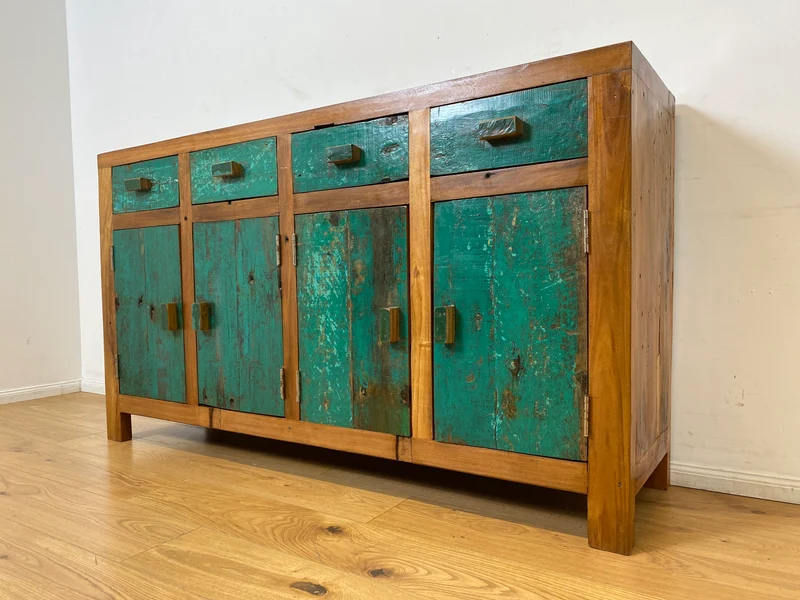 Boatwood by WMK I Nachhaltiges Sideboard handgefertigt aus altem Bootsholz mit Schubladen