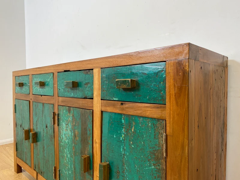 Boatwood by WMK I Nachhaltiges Sideboard handgefertigt aus altem Bootsholz mit Schubladen