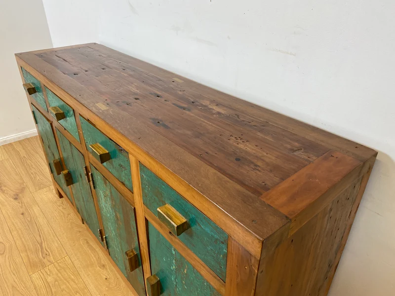 Boatwood by WMK I Nachhaltiges Sideboard handgefertigt aus altem Bootsholz mit Schubladen