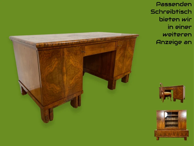WMK I Wunderschöner 30er Jahre Art Deco Wohnzimmerschrank I Vollholz in edlem Walnuss
