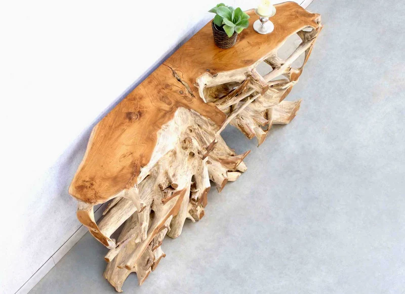 Teak Wurzelholz Konsole Sideboard Unikat aus einer Wurzel von Picassi