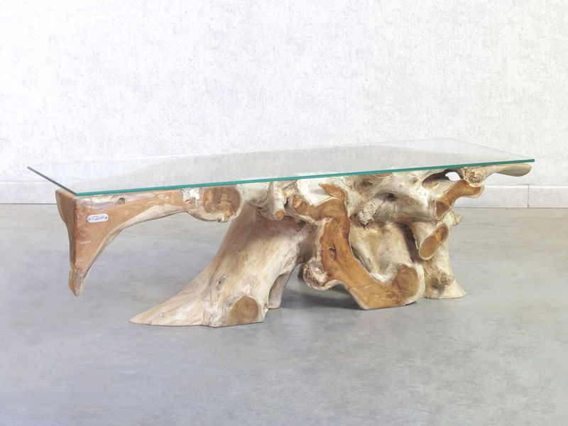 Lowboard Teak mit Glasplatte aus Wurzelholz von Picassi