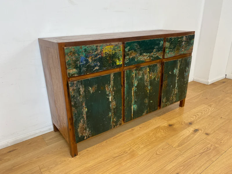 Boatwood by WMK I Einzigartiges Sideboard handgefertigt aus altem Bootsholz in Originalfarben