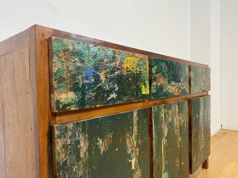 Boatwood by WMK I Einzigartiges Sideboard handgefertigt aus altem Bootsholz in Originalfarben