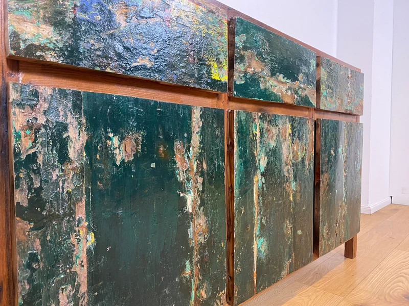 Boatwood by WMK I Einzigartiges Sideboard handgefertigt aus altem Bootsholz in Originalfarben