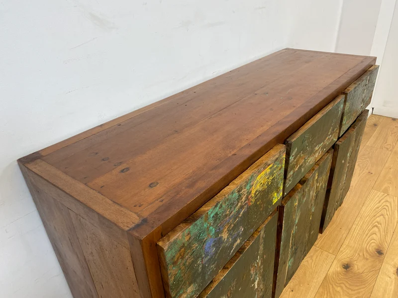 Boatwood by WMK I Einzigartiges Sideboard handgefertigt aus altem Bootsholz in Originalfarben
