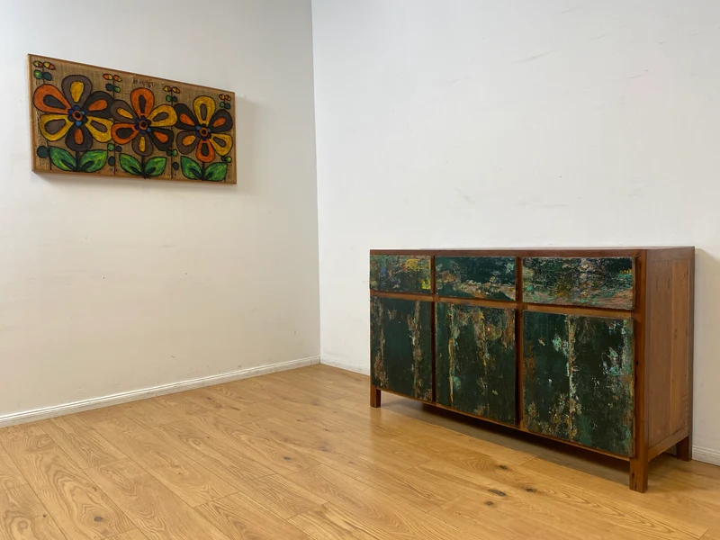 Boatwood by WMK I Einzigartiges Sideboard handgefertigt aus altem Bootsholz in Originalfarben