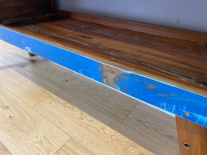 Boatwood by WMK I Einzigartiges handgefertigtes TV Lowboard aus altem Bootsholz in Blau mit Schublade und Fach I Teakholz massiv