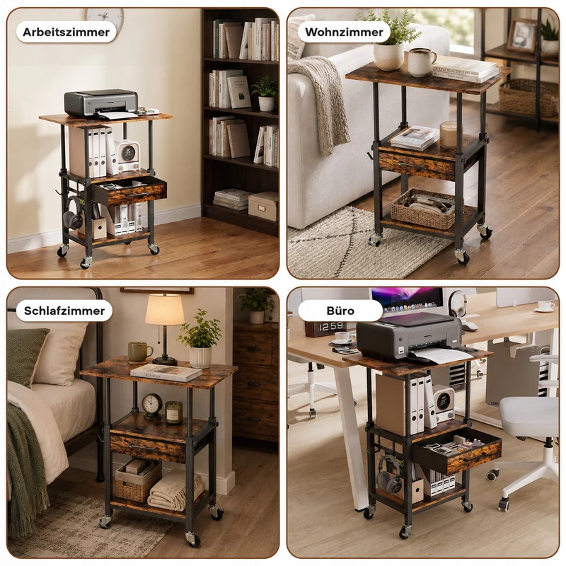 Yorbay Druckerständer mit Rollen höhenverstellbar 56–78 cm