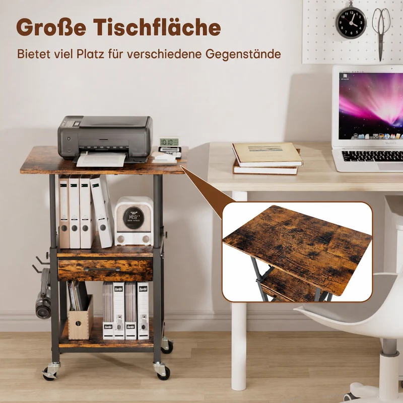 Yorbay Druckerständer mit Rollen höhenverstellbar 56–78 cm
