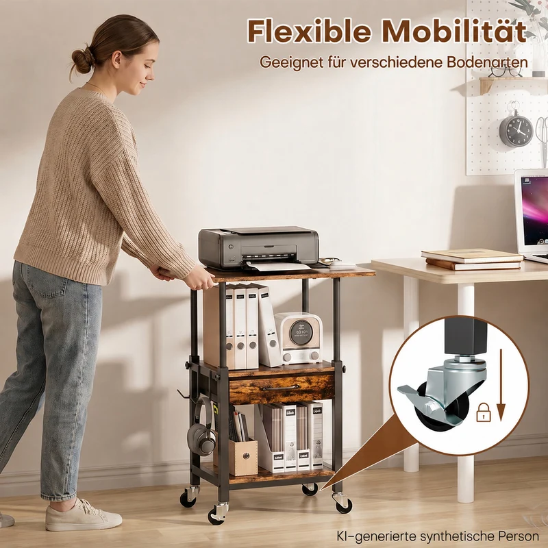 Yorbay Druckerständer mit Rollen höhenverstellbar 56–78 cm