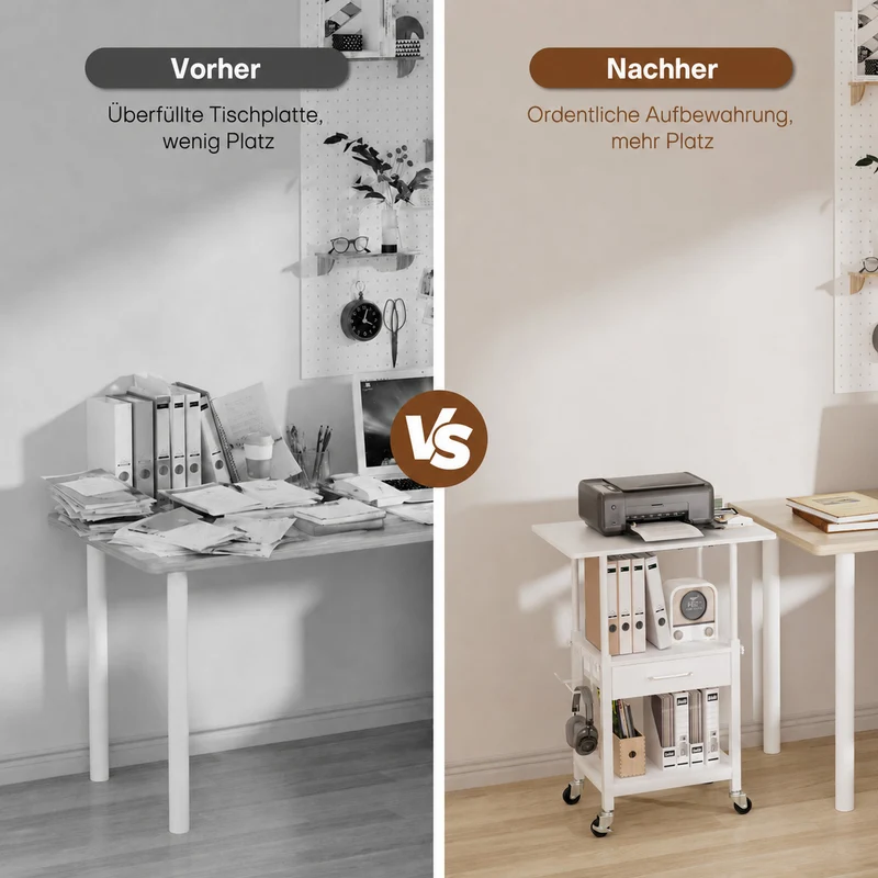 Yorbay Druckerständer mit Rollen höhenverstellbar 56–78 cm
