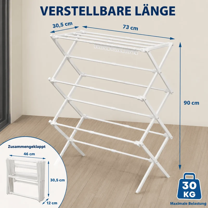 Yorbay X-förmiger 3-stöckiger Wäscheständer ausziehbar, klappbar